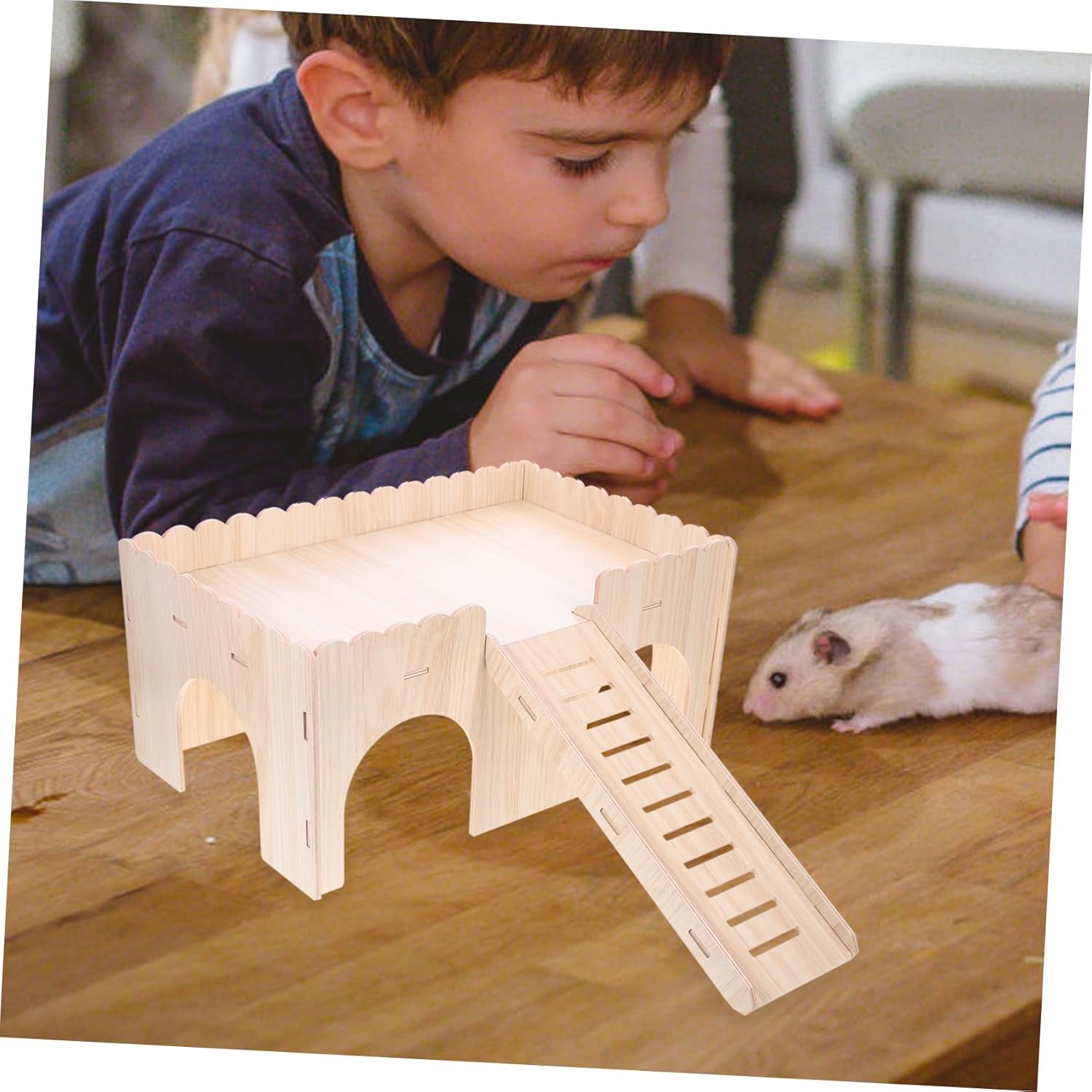 VICASKY Hamster Nest with Slide Safe Villa for Small Pets Chinchilla Cage with Air Circulation Spacious Playhouse for Hamsters and Other Small Animals