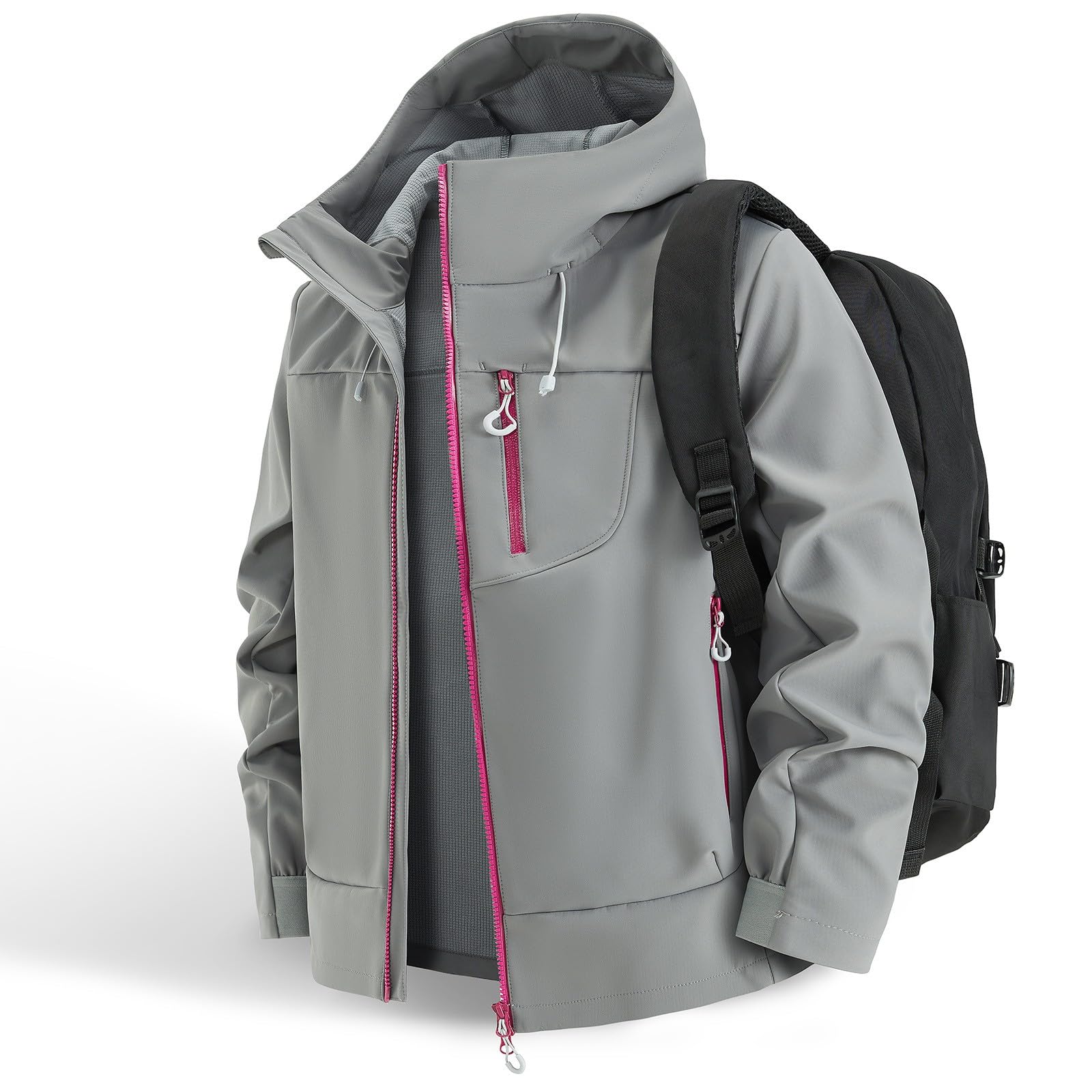 Generisch Damen Fleecejacke Allwetter-Softshell-Fleece-gefütterte Jacke, winddicht, wasserabweisend, Outdoor, Wandern, warmer Wintermantel