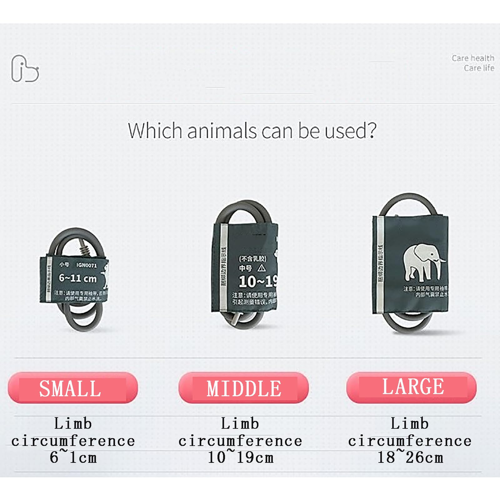 Monitor digital de presión arterial veterinaria, monitor de presión arterial totalmente automático en la parte superior del brazo con 3 modos y puños, 100 juegos de memoria para perros/gatos/mascotas