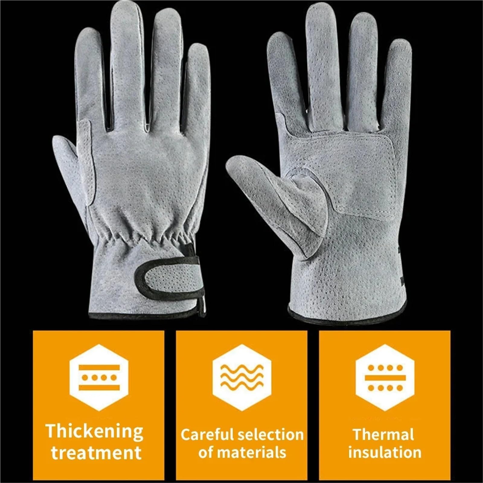 Compatible con guantes de soldadura de cuero de vaca, protección de manos resistentes al calor, guantes de trabajo de seguridad for tareas de soldador