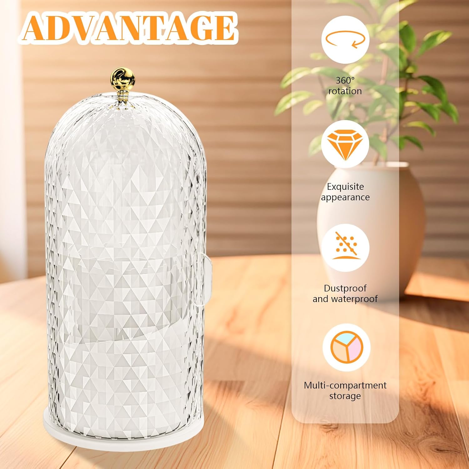 360 Rotating Makeup Brush Holder Organizer With Lid - Multifunctional Toothbrush Holder With Cover For Bathroom Countertop - Dustproof Storage For Make Up Brushes Toothbrush Toothpaste (White) - Image 6