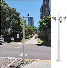 Weatherproof Security Camera Pole - Galvanized Steel Surveillance Bracket with 4 Mounting Arms & Lightning Rod for Airports, Ports, and Construction Sites