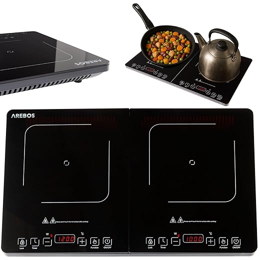 Arebos Double Induction Hob 3500W – Zwart