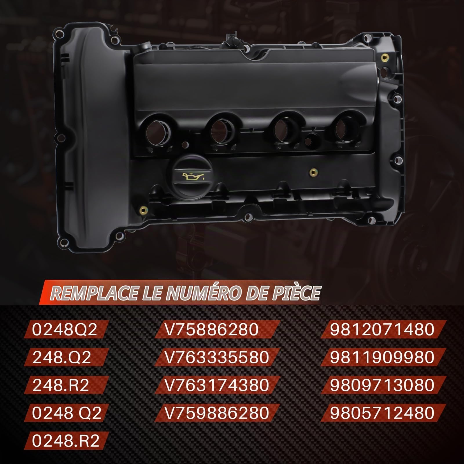 Couvercle de culbuteur de soupape de moteur Merautop SJ avec joint de remplacement pour C4 C5 DS3 DS4 207 208 3008 308 508 1.6 16V THP EP6 Accessoires de voiture Numéro de pièce V759886280 0248.Q2