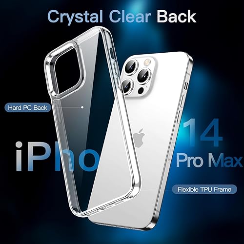 Miniatura 4 de JETech Funda 3 en 1 para iPhone 14 Pro Max de 6.7 pulgadas con 2 protectores de pantalla de vidrio templado, no se pone amarillenta, a prueba de