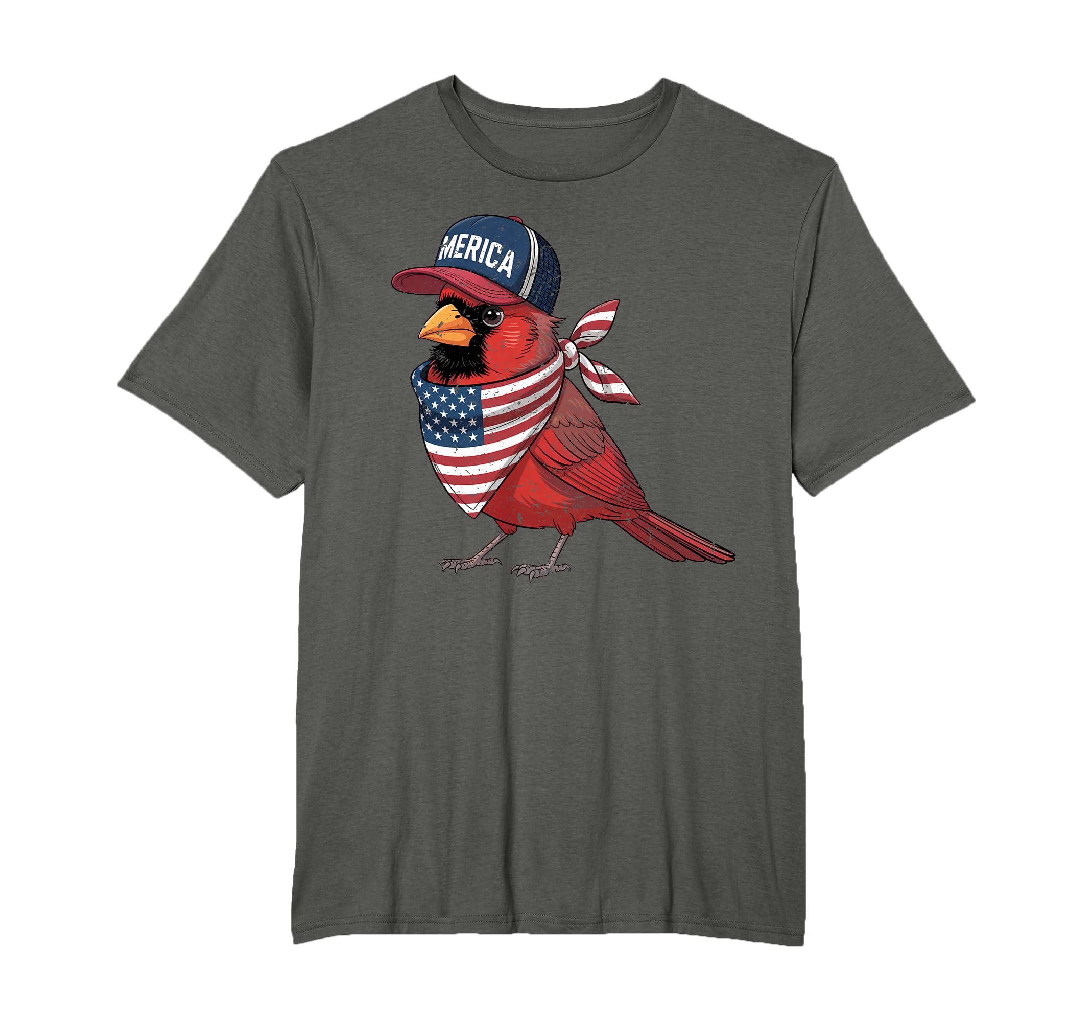Cardinal Bird 4th of July US American Flag Patriotic T-Shirt