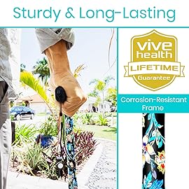 Vive Folding Cane - Foldable Walking Cane for Men, Women - Fold-up, Collapsible, Lightweight, Adjustable, Portable Hand Walking Stick - Balancing Mobility Aid - Sleek, Comfortable (Neon Flower)