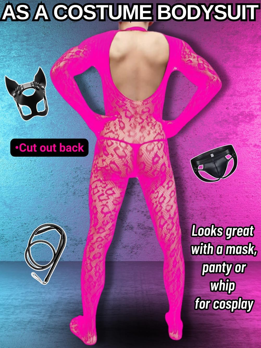 Rave Outfits For Men, Festival Party Clubwear, Leopard One Piece Full Lace Jumpsuit, Sexy Lingerie Costume Bodysuit - Image 3