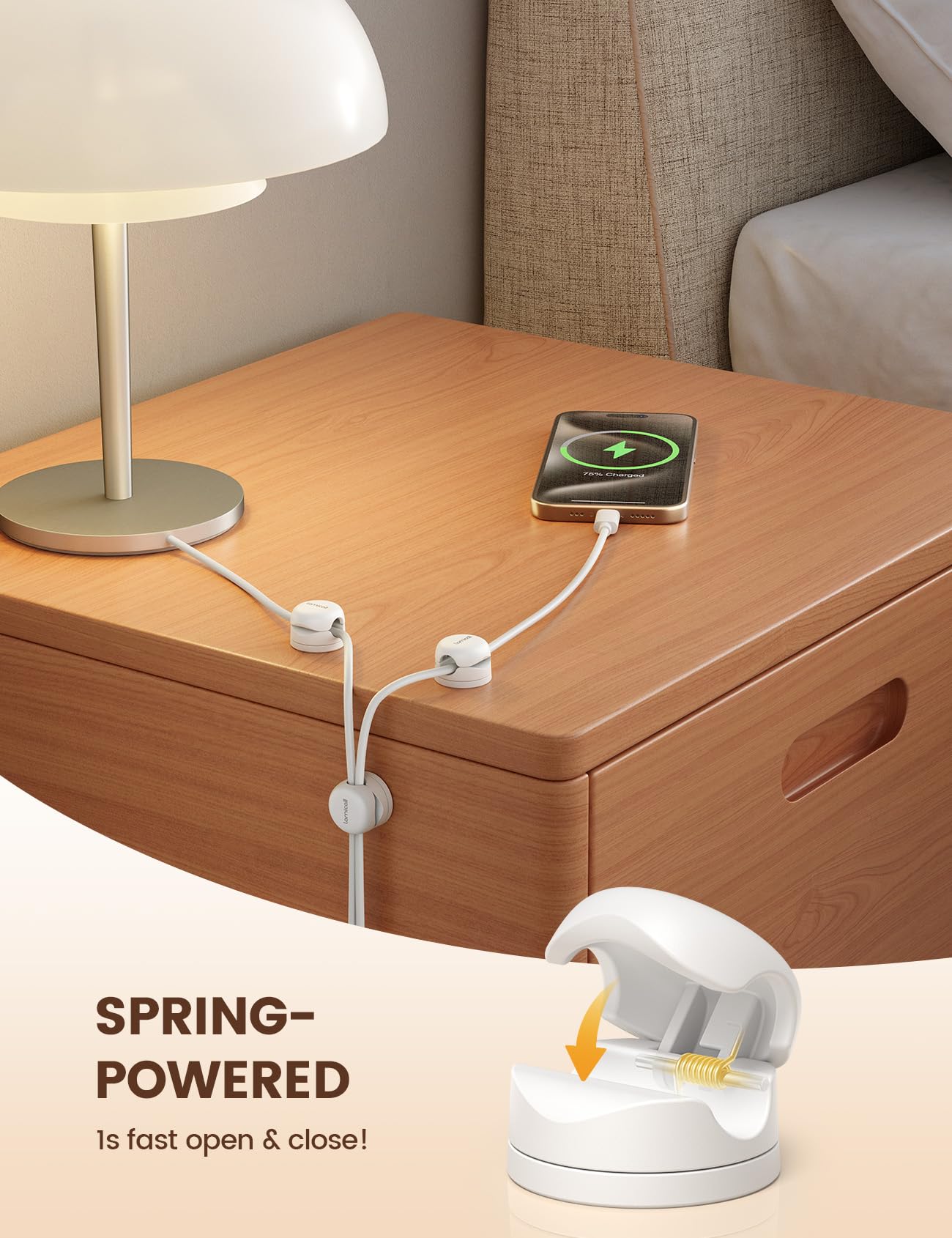 Amacok 6Pack Cord Organizer Spring Cable Holder Clips - Desk Cable Management Clips, Adhesive Wire Keeper For Phone Chargers, Nightstand, Wall, Car, And Office - View #12