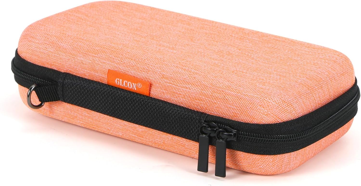 Light-Orange Small Carrying Case Universal Travel Case for Sandisk, Samsung SSD, Earbuds, Cable, Hard Disk, MP3 Player – Portable Storage Pouch Bag – Shockproof Electronic Accessories Organizer
