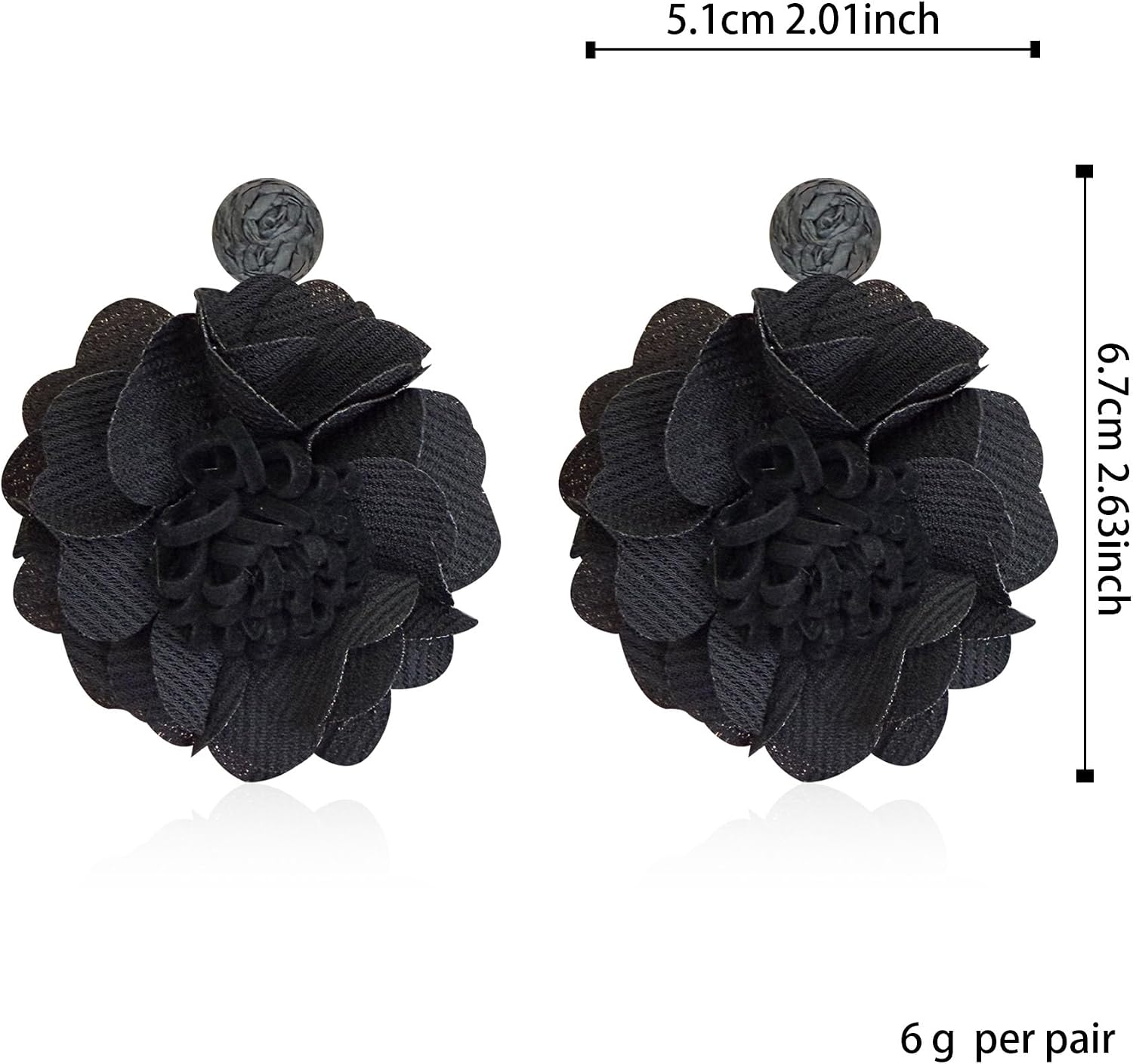 Handmade Fabric Flower Dangle Earrings for Women Bohemian Floral Cloth Earrings for Casual Wear lightweight