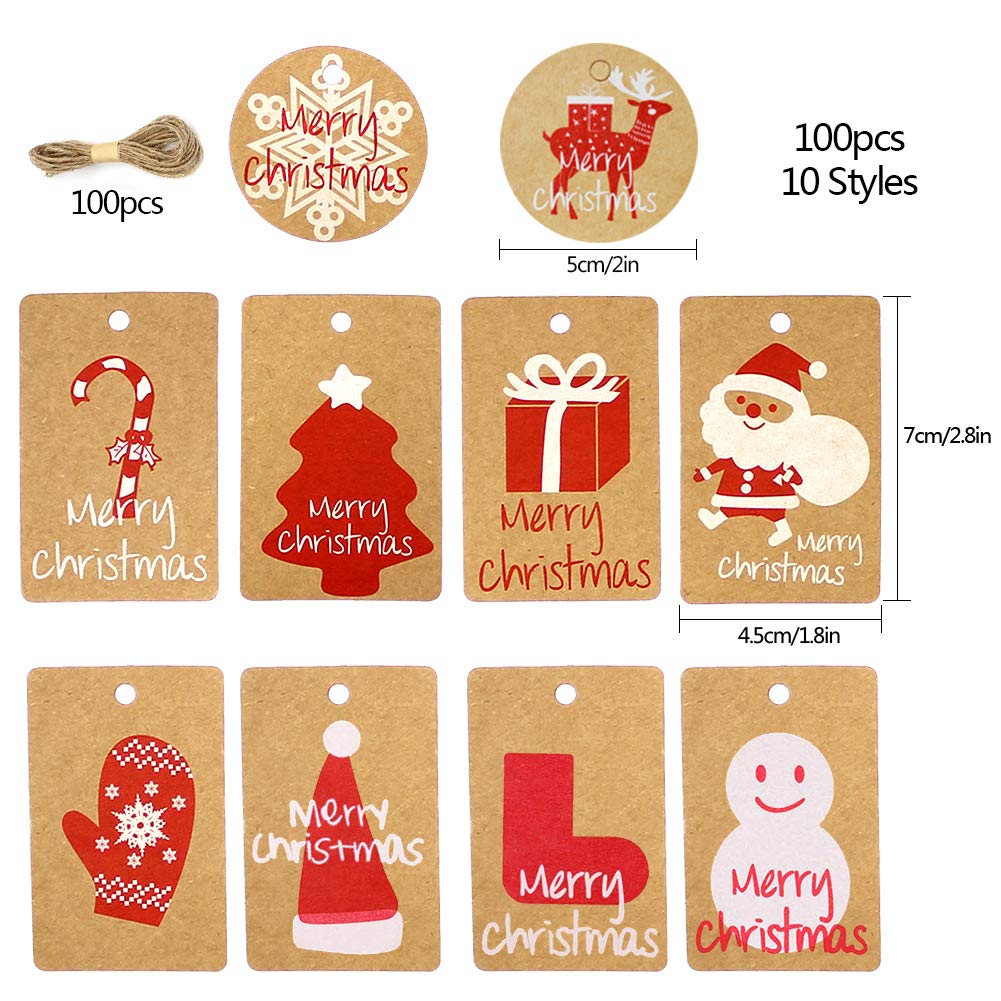 150 Papier Kraft Etiquettes Cadeaux Noel Balise Gift Tags
