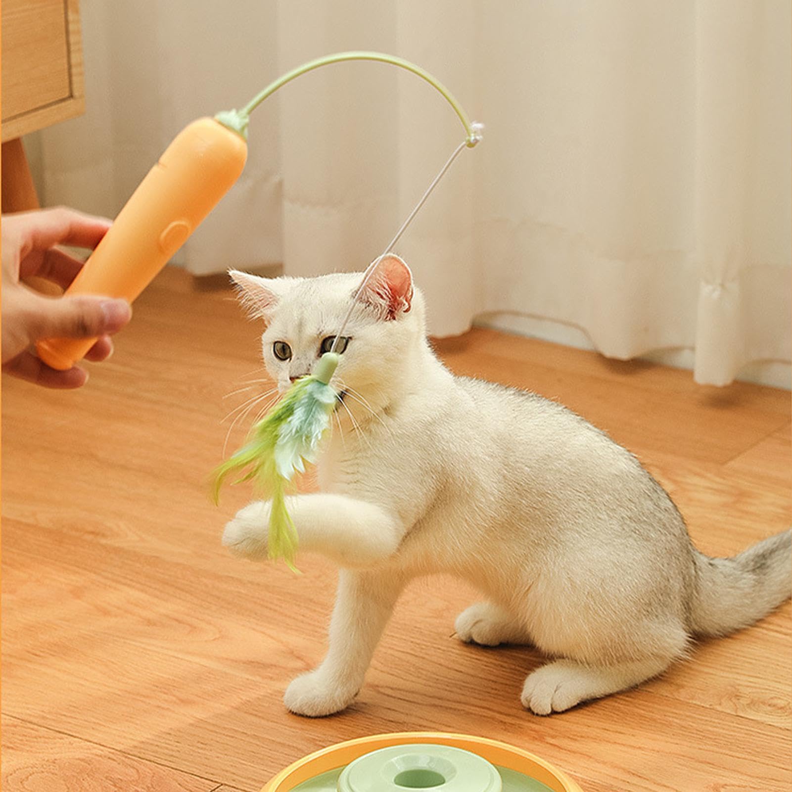 Jouets avec Plumes pour Chats - Jouets Drôle pour Chats Teaser avec Plumes, Jouet Interactif Multifonctionnel pour Chats pour Intérieurs | Jouet Électrique Réutilisable pour