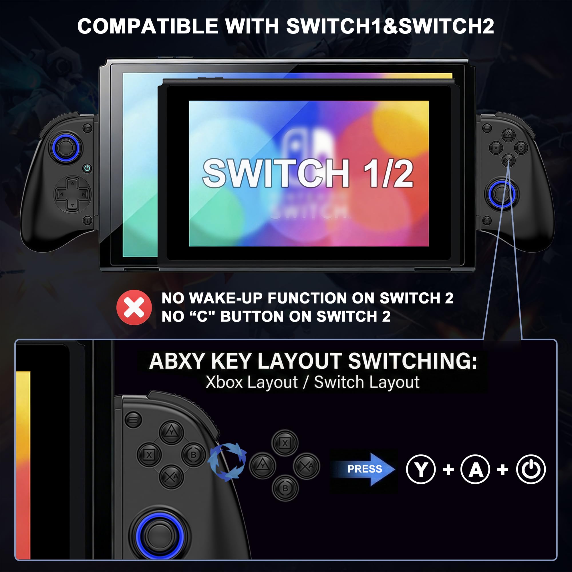 Megadream Mobiler Gaming-Controller für iPhone/iPad/Android/Tablet, Kabelloser Android-Gamepad mit Hall-Trigger/Makro/Turbo, für Xbox/PS5/PS4/PC (Schwarz)
