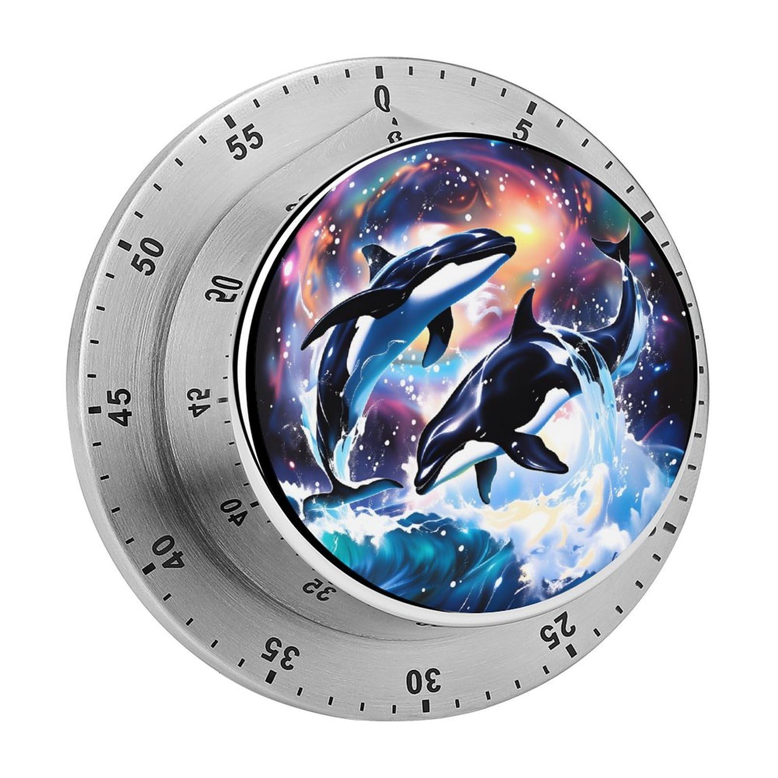 Orca Whale 60 Minute Wind Up Timer,Visual Mechanical Magnetic Timer with Loud Alarm for Kitchen