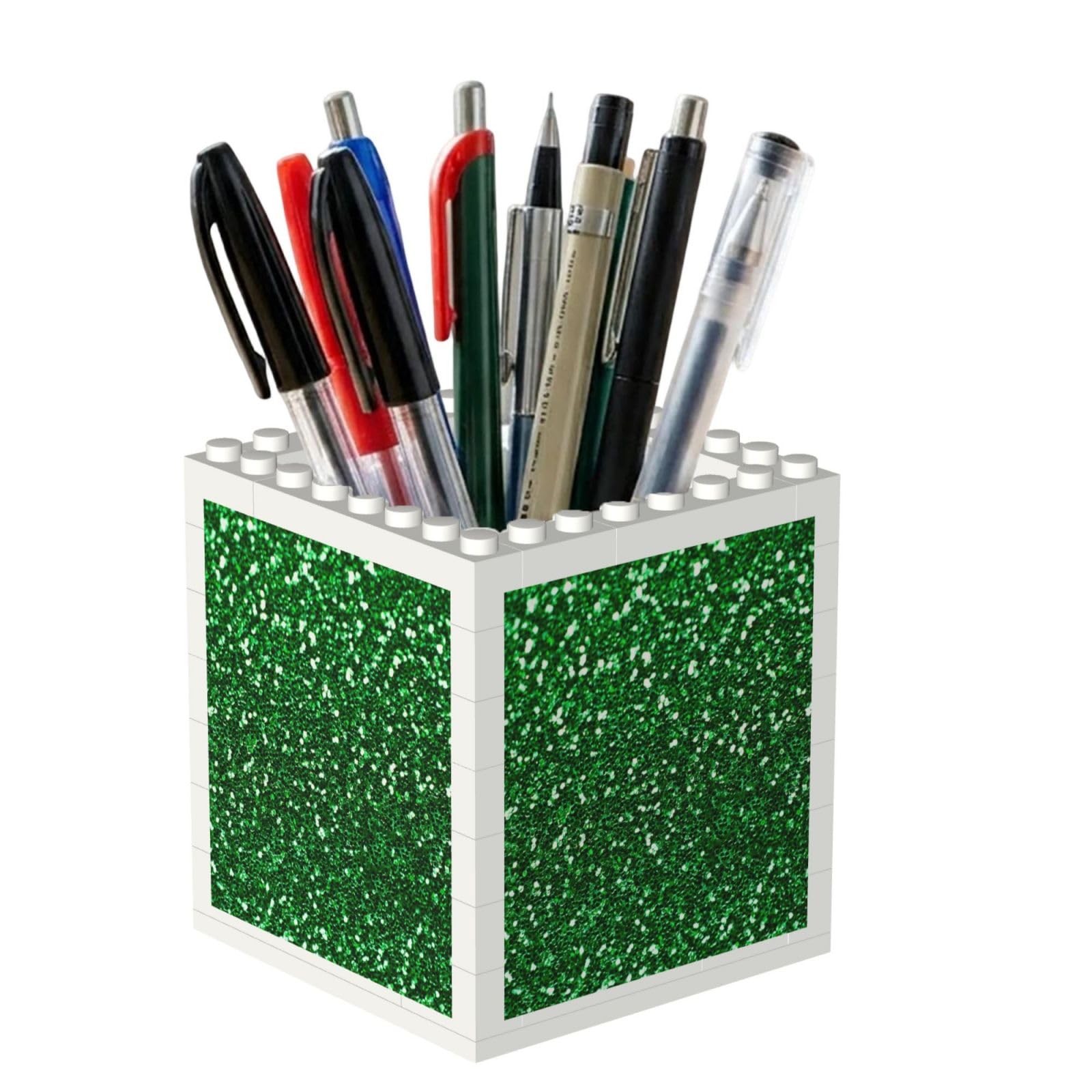 Poadnly Green Sequin Sparkle, Pen Pot Pencil Holder for Office Home School, Compact Desk Organiser for Office Stationery