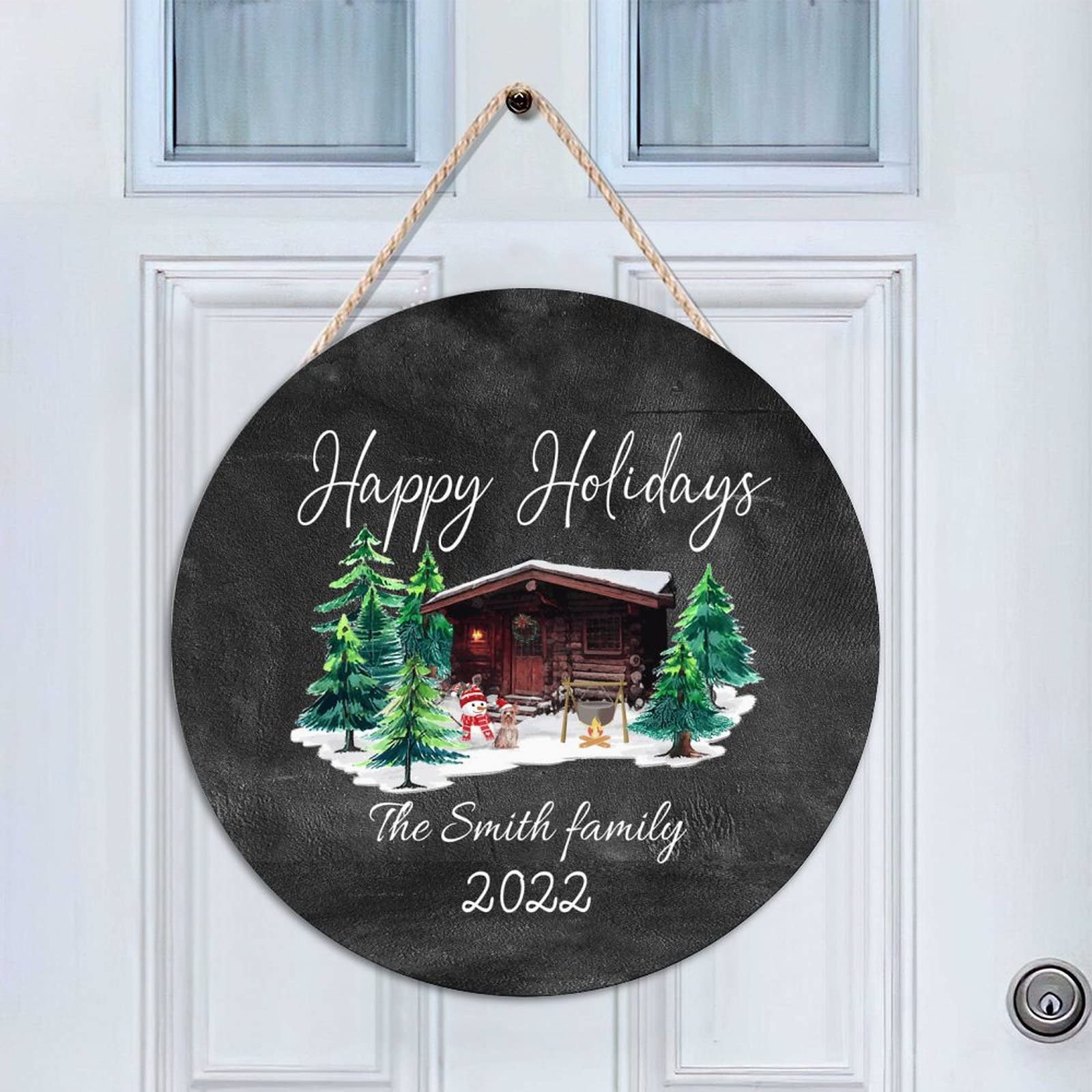 Décoration de Noël en bois Happy Campers : le cadeau de crémaillère personnalisé idéal