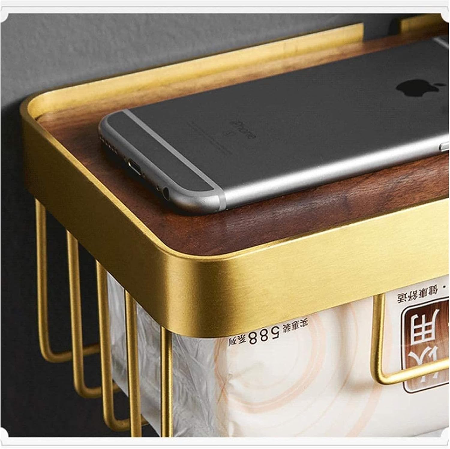 Toilet Paper Holders Toilet Paper Holders Tissue Holder with Walnut Wood Cover Golden Drawing Toilet Roll Holder Punch-Free Wall Mount Tissue Box for Home Bathroom Toilet Paper Holder (Color : C)