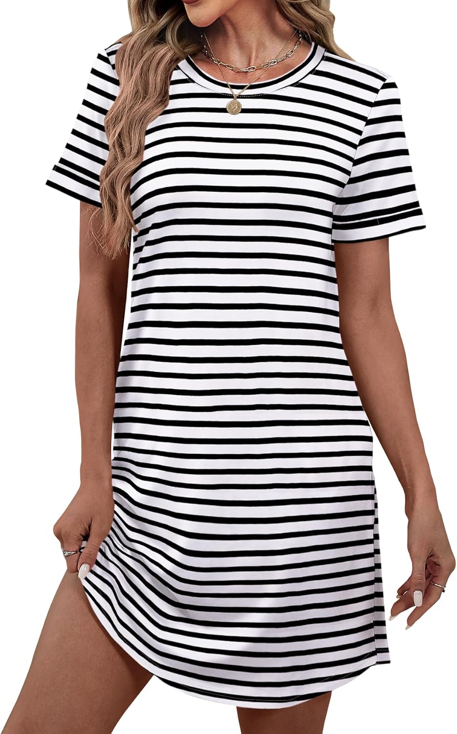 Bluetime Womens T Shirt Dresses Casual 2026 Summer Short Sleeve Loose Vacation Dress with Pockets - Image 4