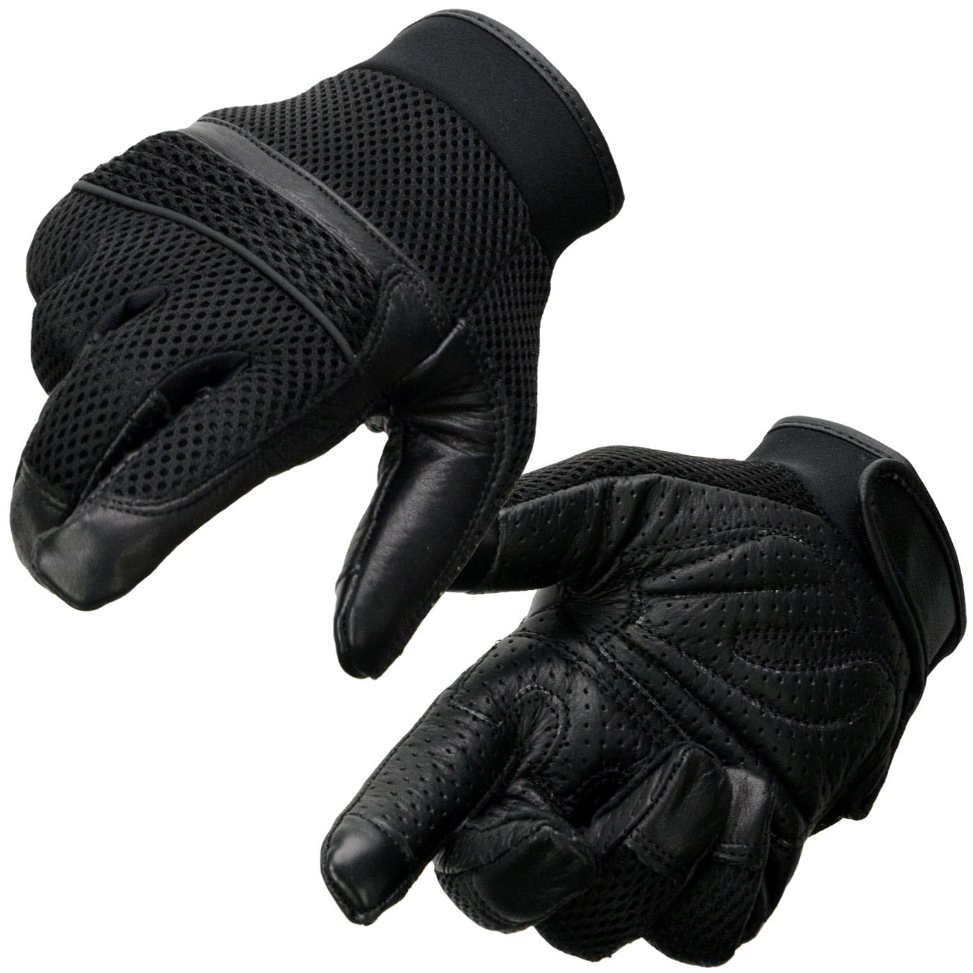 Milwaukee Leather MG7503 Men's Black Leather i-Touch Screen Compatible Mesh Racing Motorcycle Hand Gloves W/Reflector - X-Large