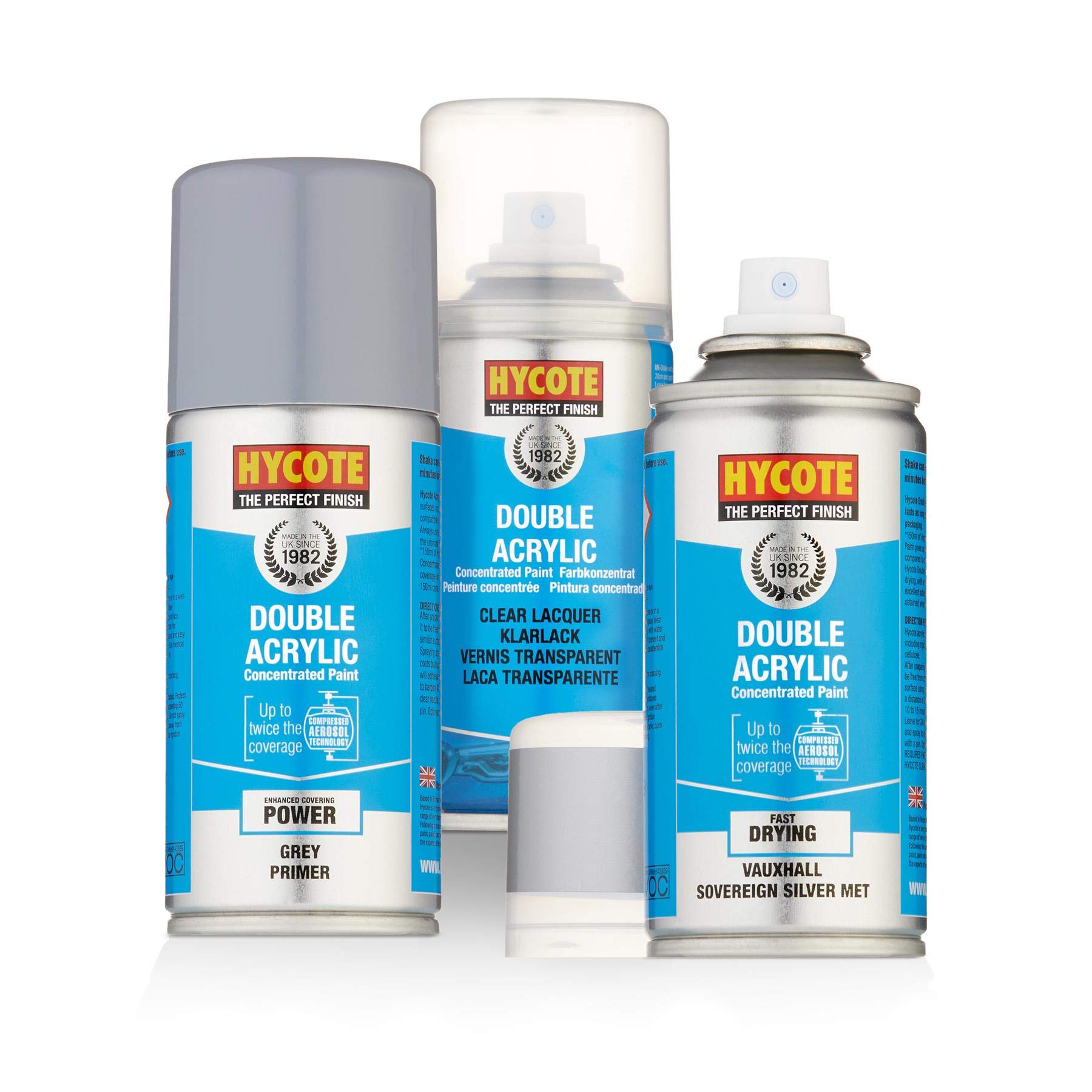 Motor World Silver Hycote Vauxhall Sovereign Metallic Paint 150Ml Grey Primer & Lacquer Kit