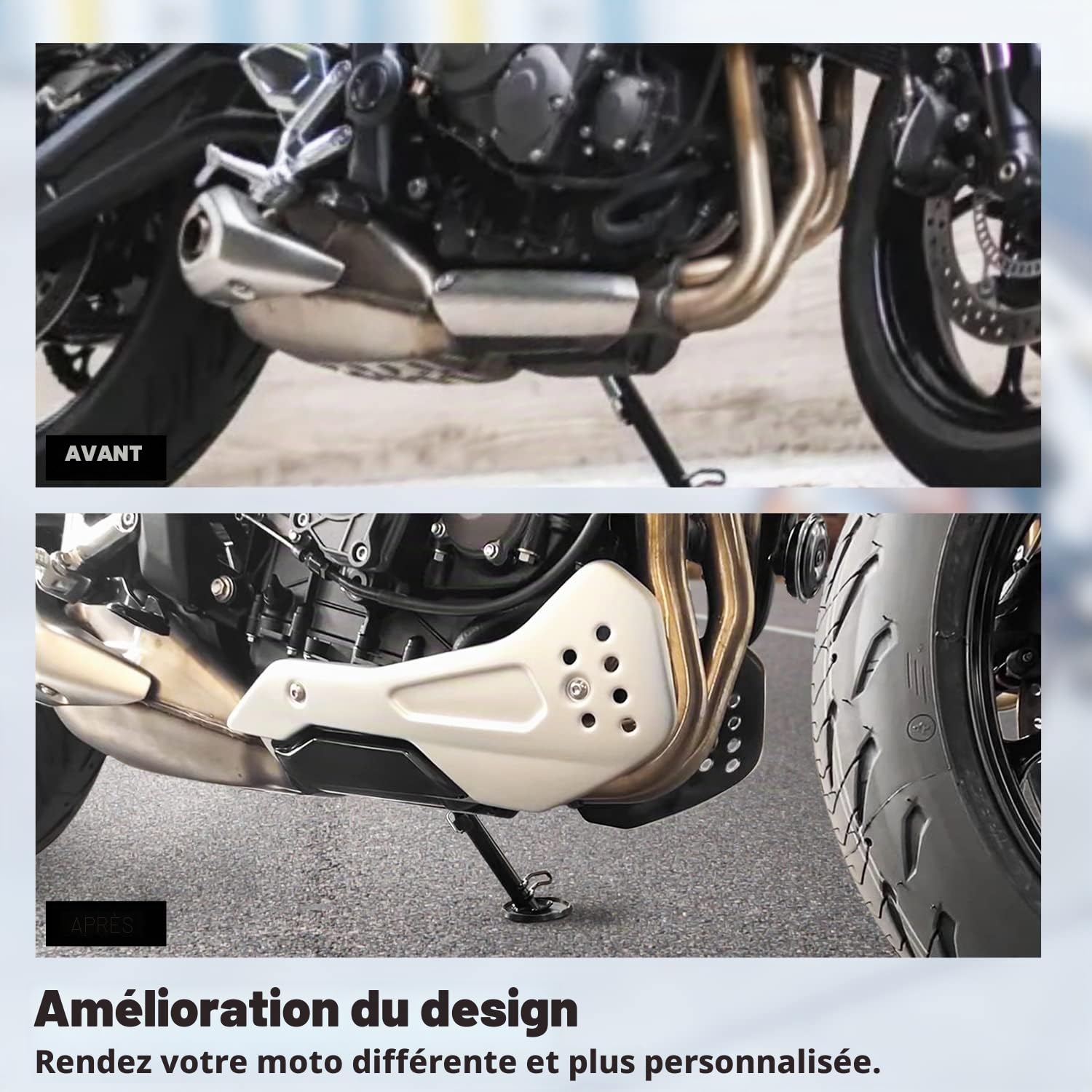 Kit de Cadre de carrosserie de carénage de Capot inférieur de Moteur en Aluminium pour Moto Compatible avec T-riumph Trident 660 2021 2022 2023 (Noir)