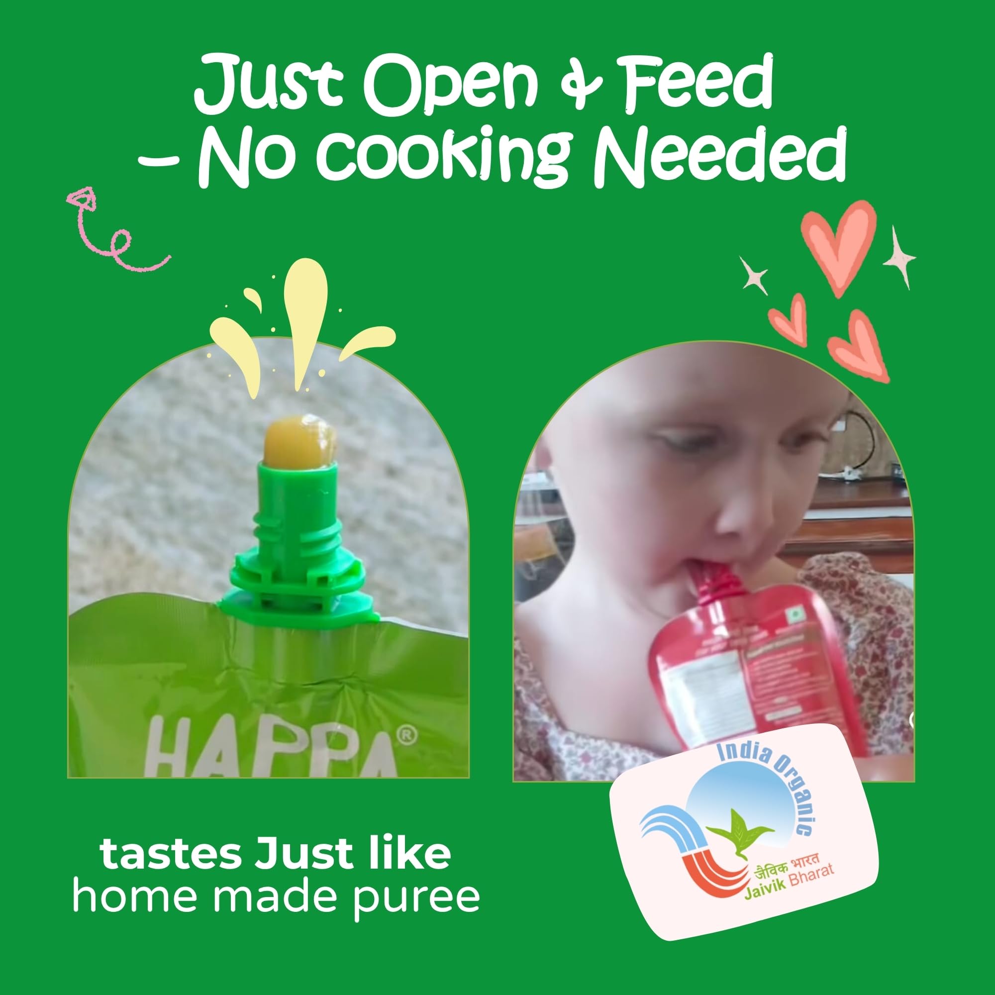 Happa Organic Baby Food Sweet Potato Mango and Pear Puree | 100% Fruits and Vegetables | No Added Sugar, No Milk Powder, No Preservatives | Stage 3 (8 Months+) | Ready to Eat | Free from Common Allergens | Pack of 1 (100g Each) 4