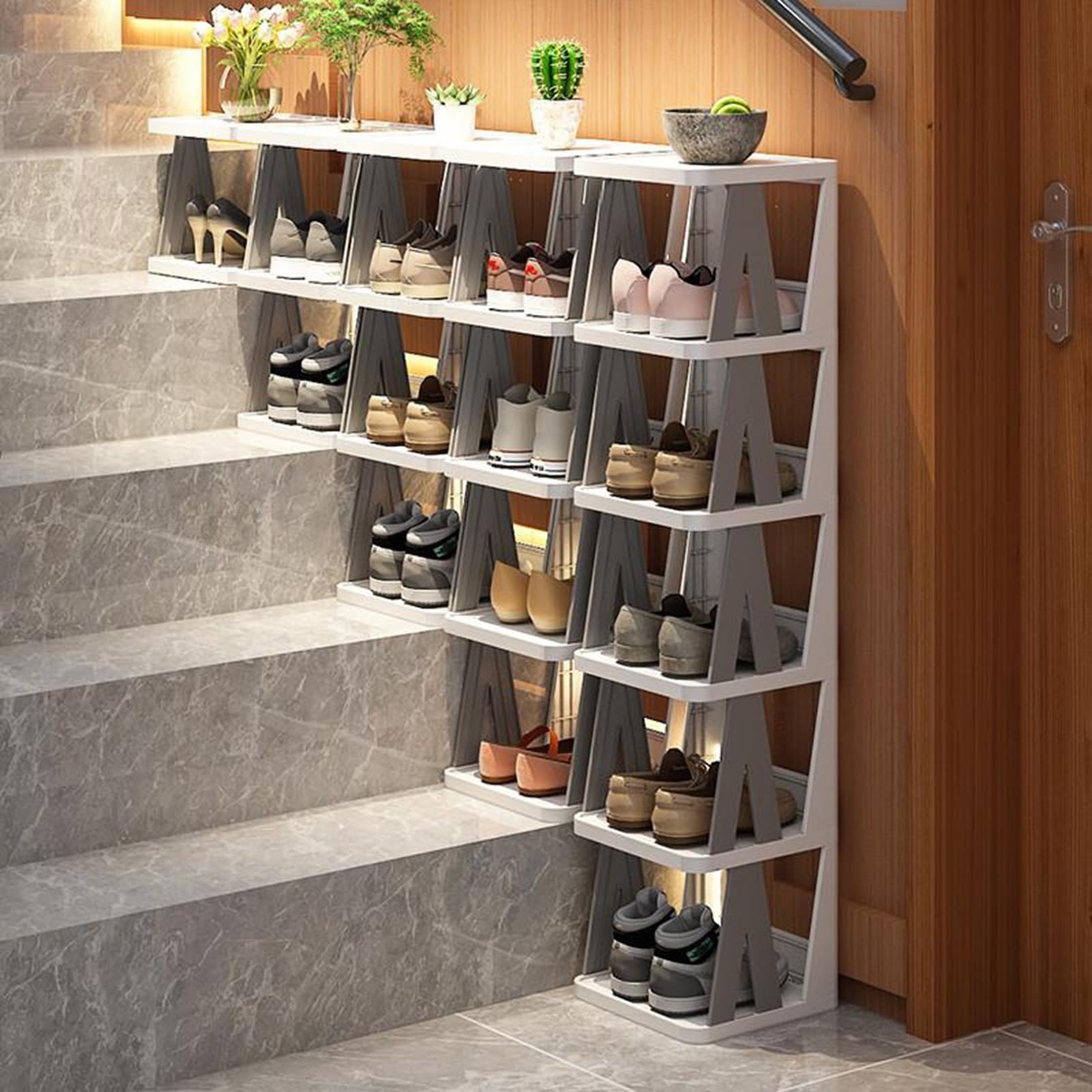 Scarpiera stretta multistrato in plastica per Halay e soggiorno, salvaspazio, elegante espositore per scarpe per ingresso