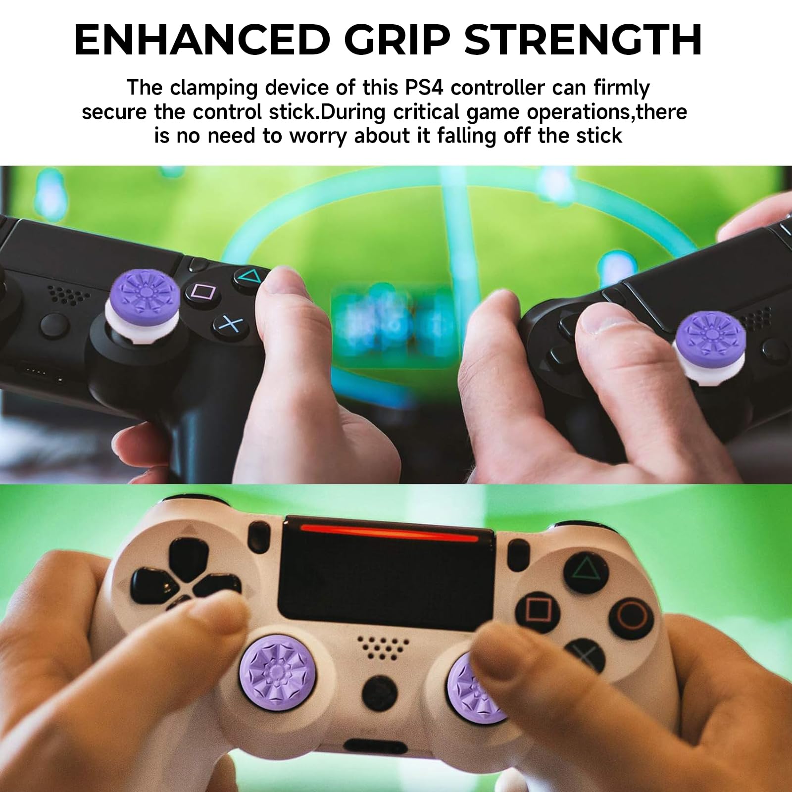 Kompatybilne z FPS Freek Galaxy PS5 Stick Aufsätze, ikoniczne wydajne kości kierunkowe dla PlayStation 5, PS4, precyzyjne podwyższenia joysticka do gier FPS, fioletowe, białe, komfortowa kontrola