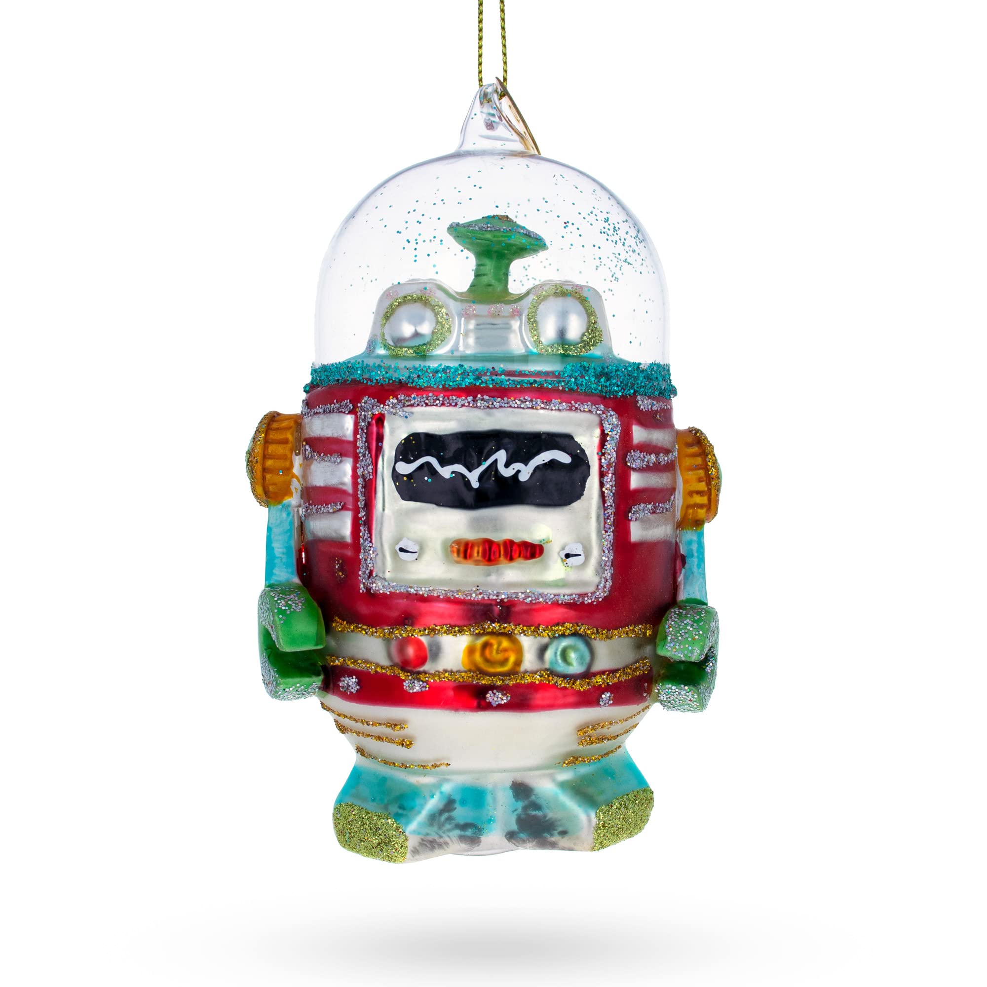 Robot en verre Noël BestPysanky pour une décoration de sapin futuriste en famille