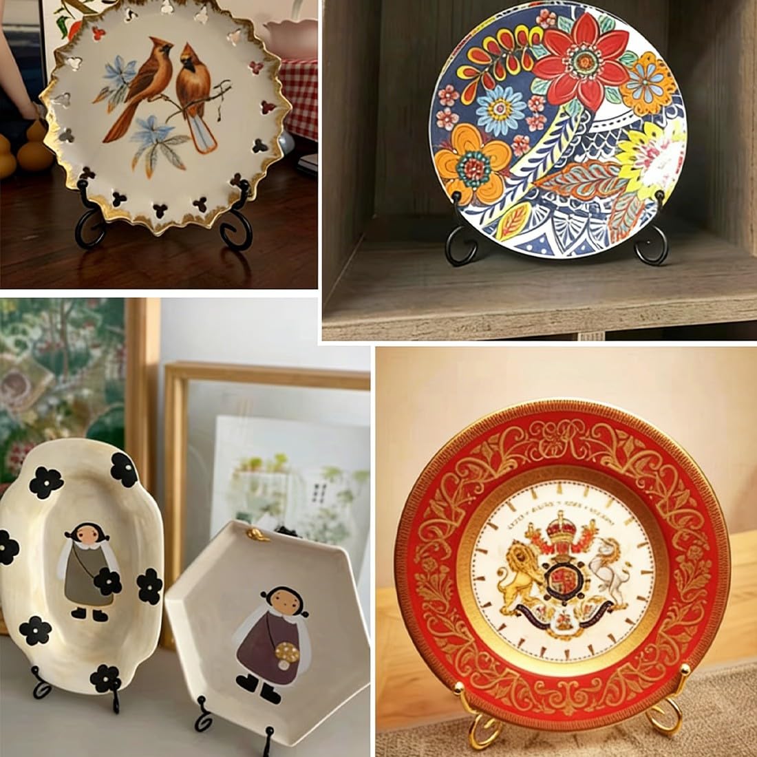 Porta Piatti da Esposizione, 3 Pezzi Reggi Piatti da Esposizione, Portafoto, Espositore in Ferro, Accessori per la Decorazione Della Casa, per Piattis, Libri, Foto, Stoviglie