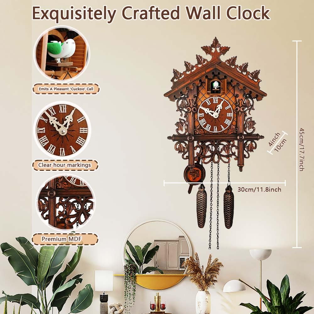 Schwarzwald-Kuckucksuhr, Kreative Retro-Wanduhr mit Authentischem Kuckucksruf, DIY-Kunstdekoration für Wohnzimmer, Schlafzimmer, Büro, Küche und Essbereich