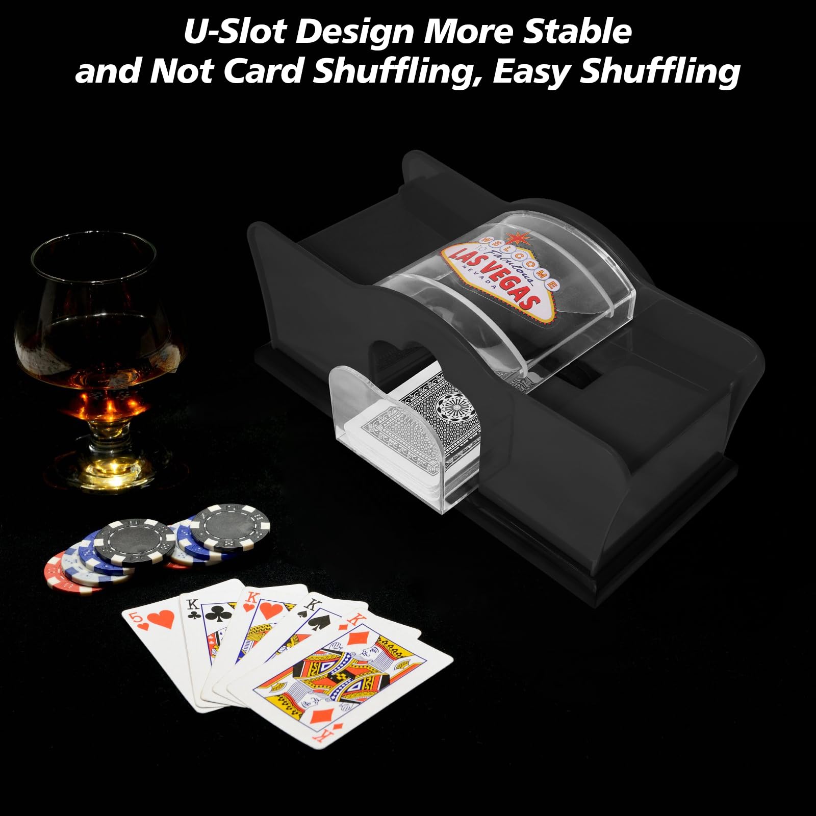 Mescolatori di carte, Mescolatore Carte da Gioco Manuale per 1-2 Mazzi, Distributore Carte da Gioco Manuale, Mischia Carte Manuale, per Poker, Uno, Blackjack, Skip-Bo, Phase 10, Texas Hold'em - Nero