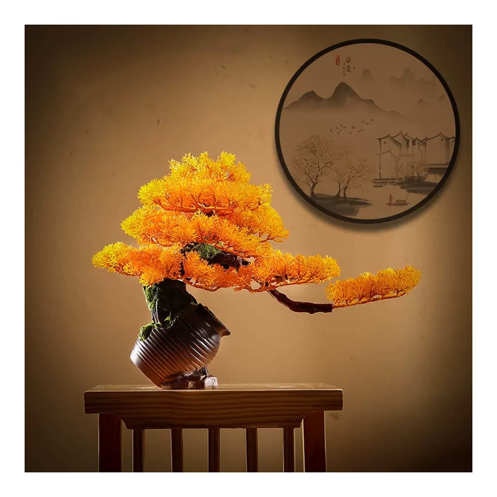 Artificielle Bonsaï Plante en Pot Artificielle Faux Invité-Salut Pin Bonsaï Ornement Jardinière avec Pichet en Céramique for Affichage de Bureau Décoration d'intérieur de Bureau à Domicile Plante Arti