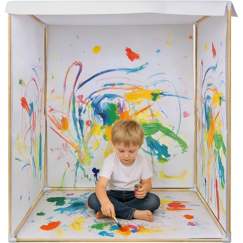 Playhouse for Kids - Reusable Wooden Frame Art & Craft Toddler Playhouse, Easy Assemble DIY Creative Doodle House with Paper, Suitable for 3 Age+