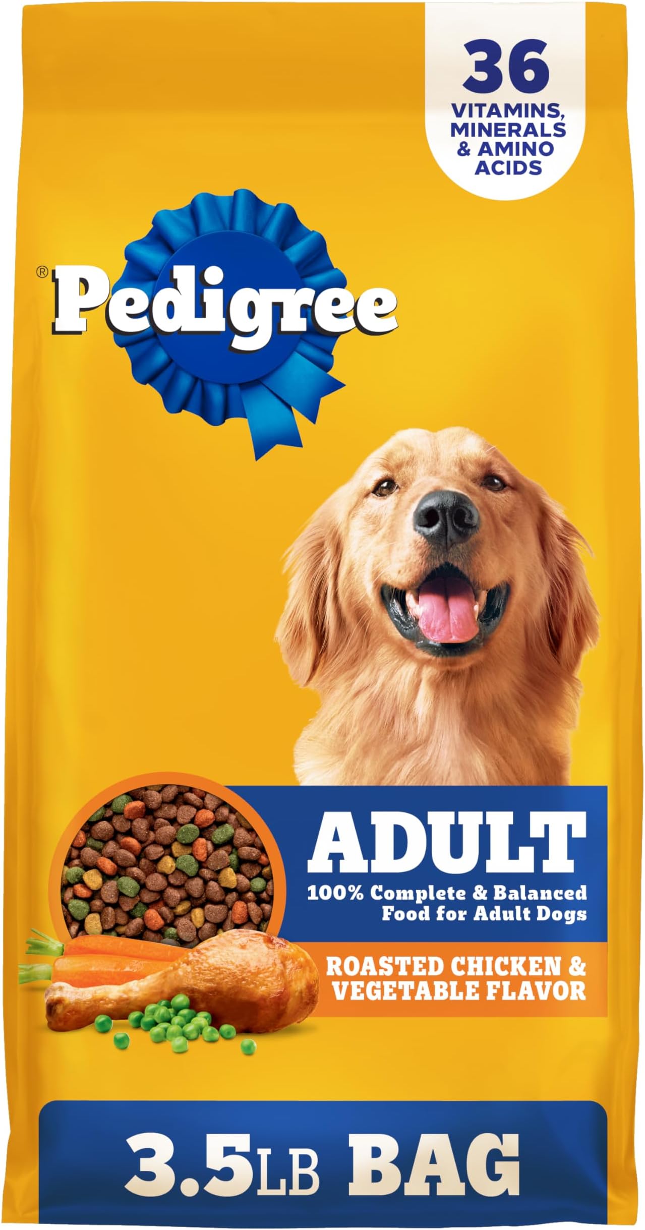 Adult Dry Dog Food, Complete Nutrition, Roasted Chicken & Vegetable Flavor, 3.5 lb. Bag