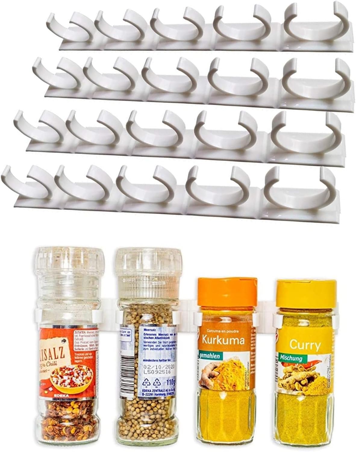NativoDex Especiero - Organizador de Especias Cocina, Soporte de Pared para 20 Botes - Organizador Botes Especias para Estanteria de Cocina