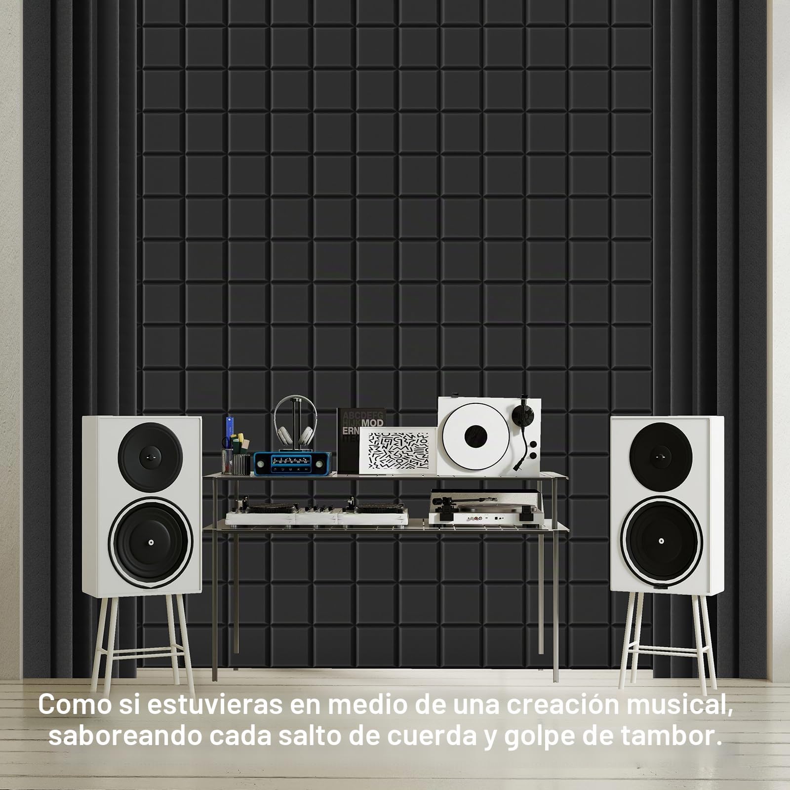JBER Paquete de 8 paneles de pared de espuma acústica para estudio de trampa de graves de 12 x 7 x 7 pulgadas, insonorizados, acabado de bloque de esquina para estudios, hogar y teatro