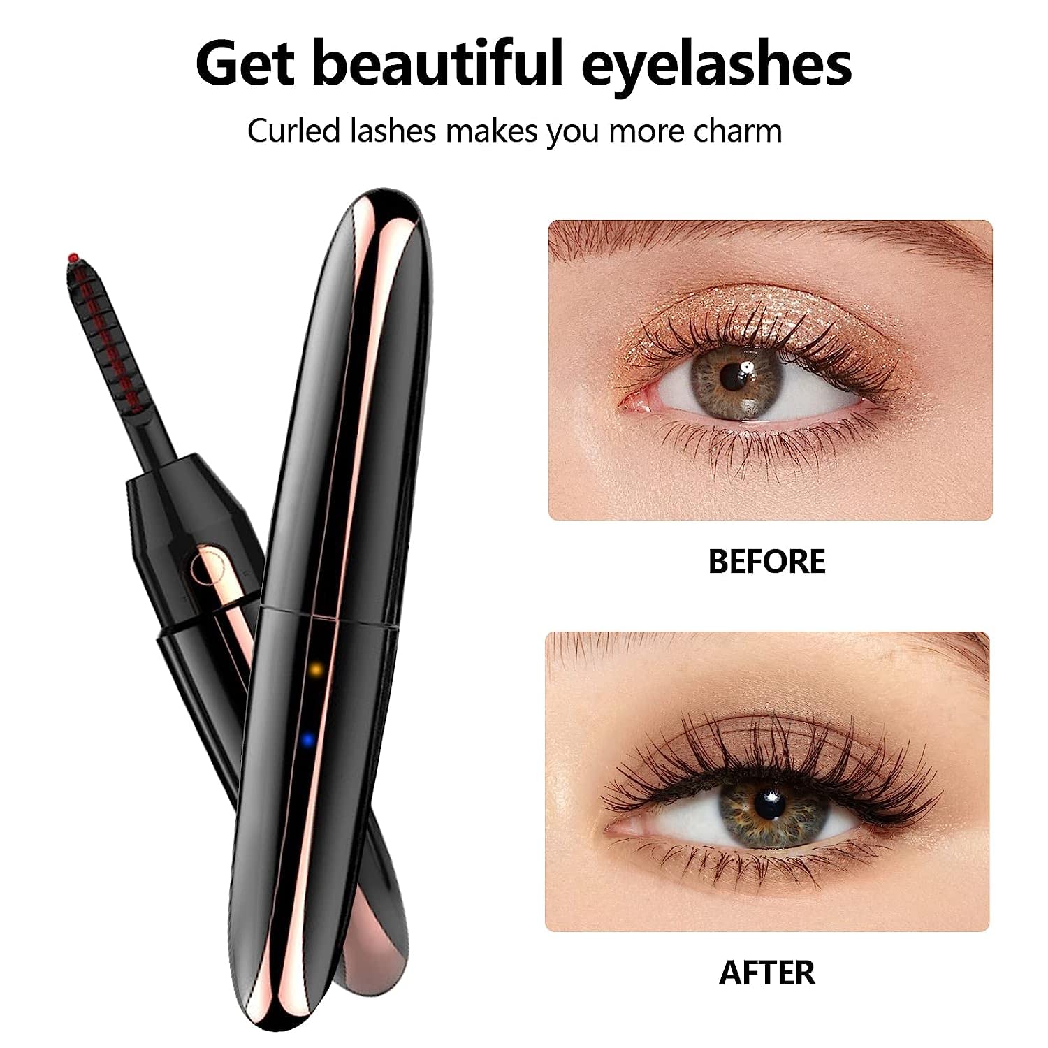TECNOVIQ Heated Eyelash Curler, Rechargeable Lash Styler with 2 Heat Settings, Quick 24H Long-Lasting Curl, Portable Makeup Tool