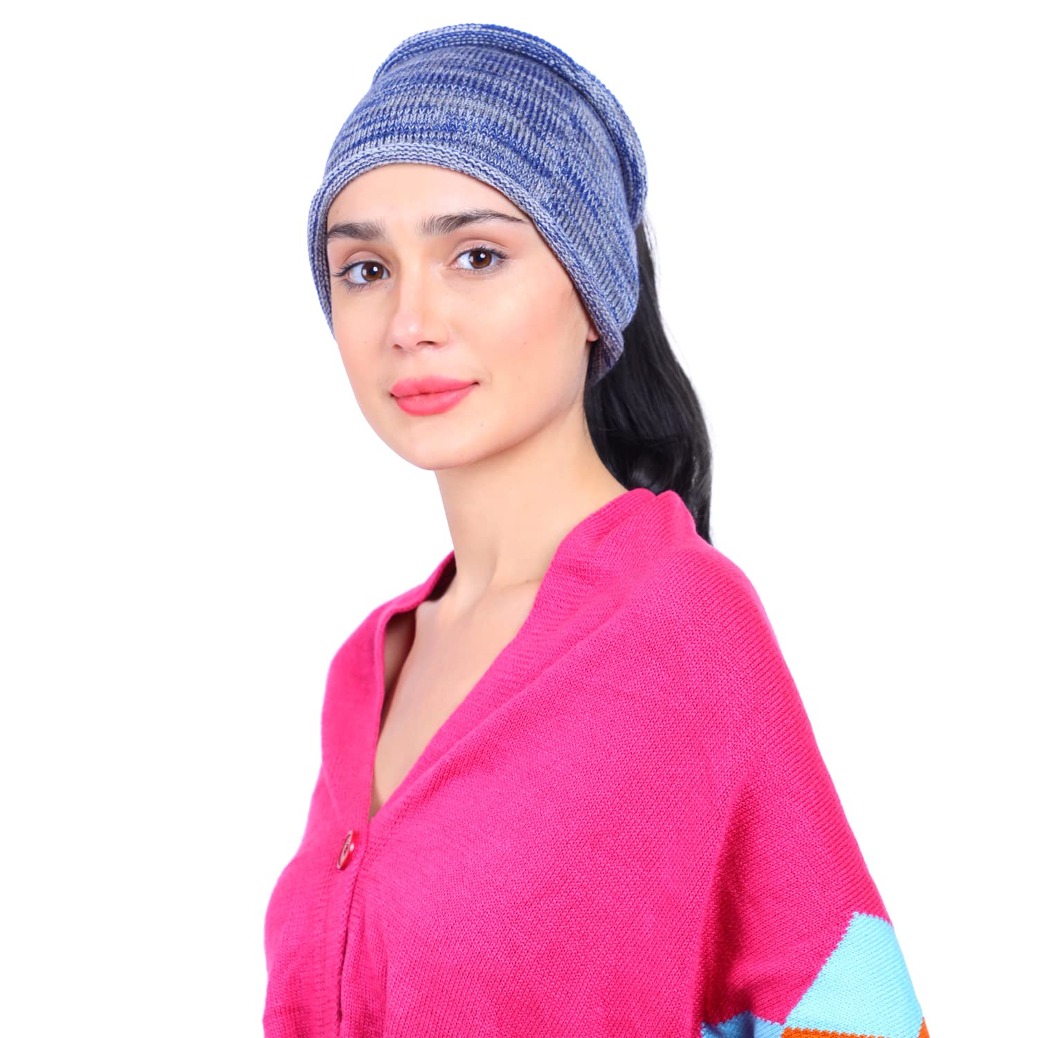 bharatasya Women Winter Woolen Headband Ear-Warmer Earmuff (Blue)-picture-8
