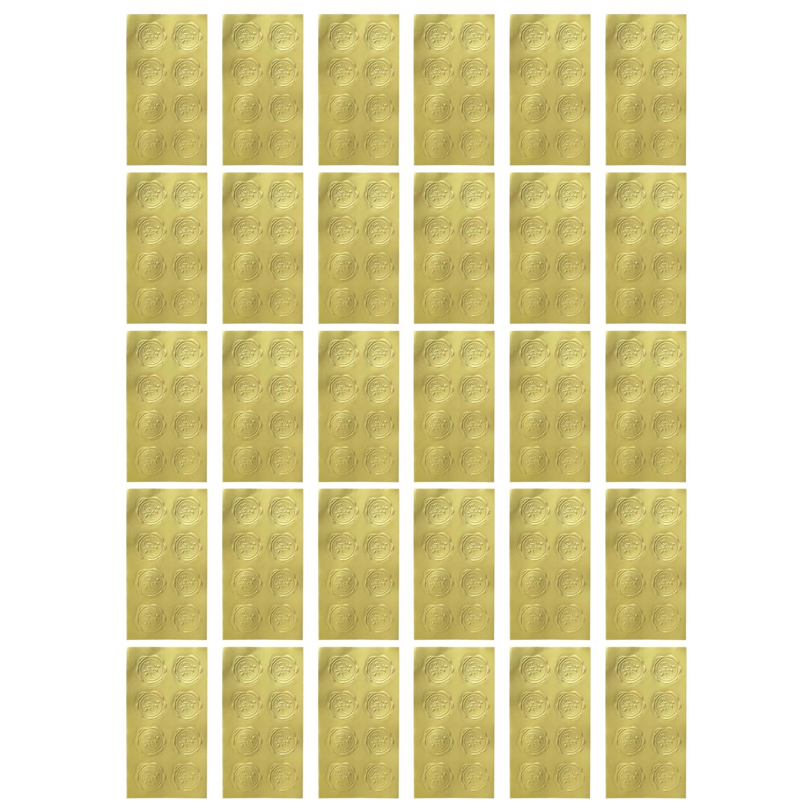 of 30 Round Golden Design Adhesive Sticker with Strong Stickiness for Stationery and Sealing Applications Gold Embossed Stickers