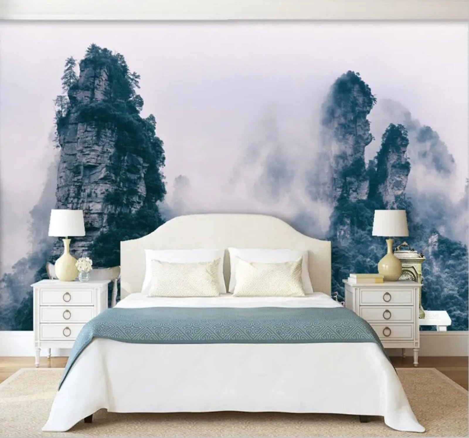 Xlming 250Cm×170Cm(B×H) Minimalist Three Dimensional Mountain Peaks Sea Of Clouds Landscape 3D Wallpaper Luxury Silk Study Dining Feature Sofa Grey Bedroom Living Room Tv Decorative Wall-250Cm×170Cm
