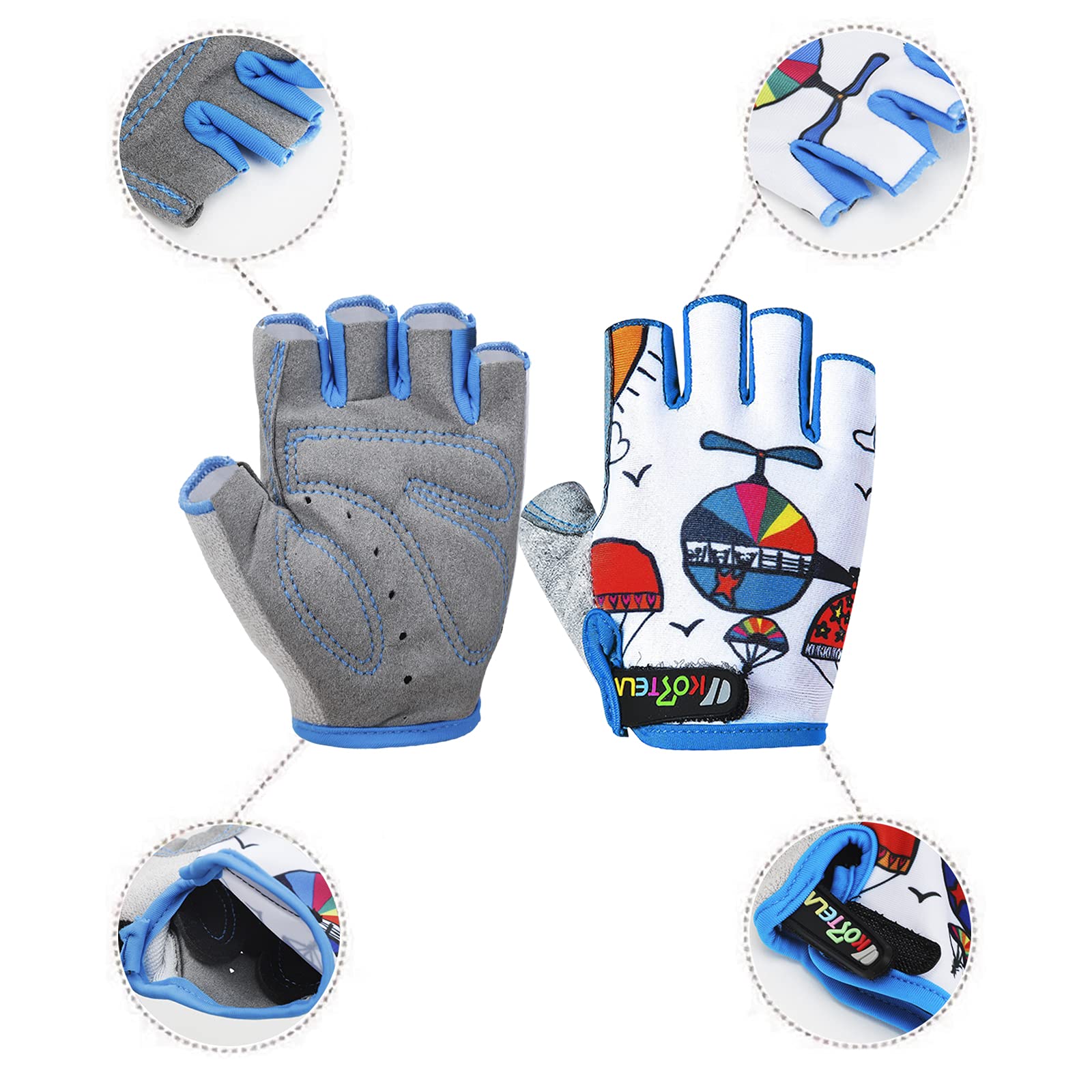 Guanti Da Bici Senza Dita Per Bambini | 4 Paia | Gel Antiscivolo E Traspiranti - Foto 8