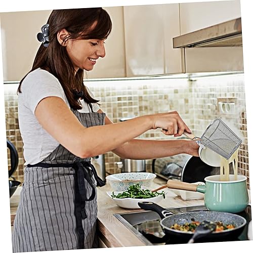 Miniatura 7 de 1 colador de acero inoxidable para freír fideos skimmer cesta de espagueti para hervir cesta de pasta de malla de alambre fino tamiz de alimentos