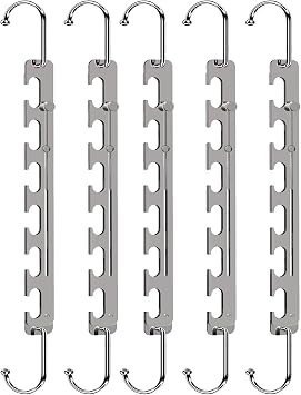 Sindax Space Saving Hangers Telescopic, 6 Holes Clothes Hangers Adjustment to 9 Holes, Upgraded Sturdy Metal Clothes Hangers Space Saving for Heavy Clothes, Closet Organizers and Storage - 8 Pack