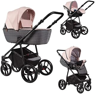 Saintbaby Retro Cochecito de Bebé Trio Silla de Coche Grupo 0 Plus Isofix 3en1 2en1 4en1 La Noche Powder Kiss LN.01B 4in1 con Isofix + Silla