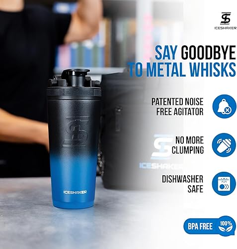 Miniatura 4 de Ice Shaker - Batidor de proteínas de acero inoxidable de 26 onzas, como se vio en Shark Tank, reutilizable, botella de agua para el gimnasio, color