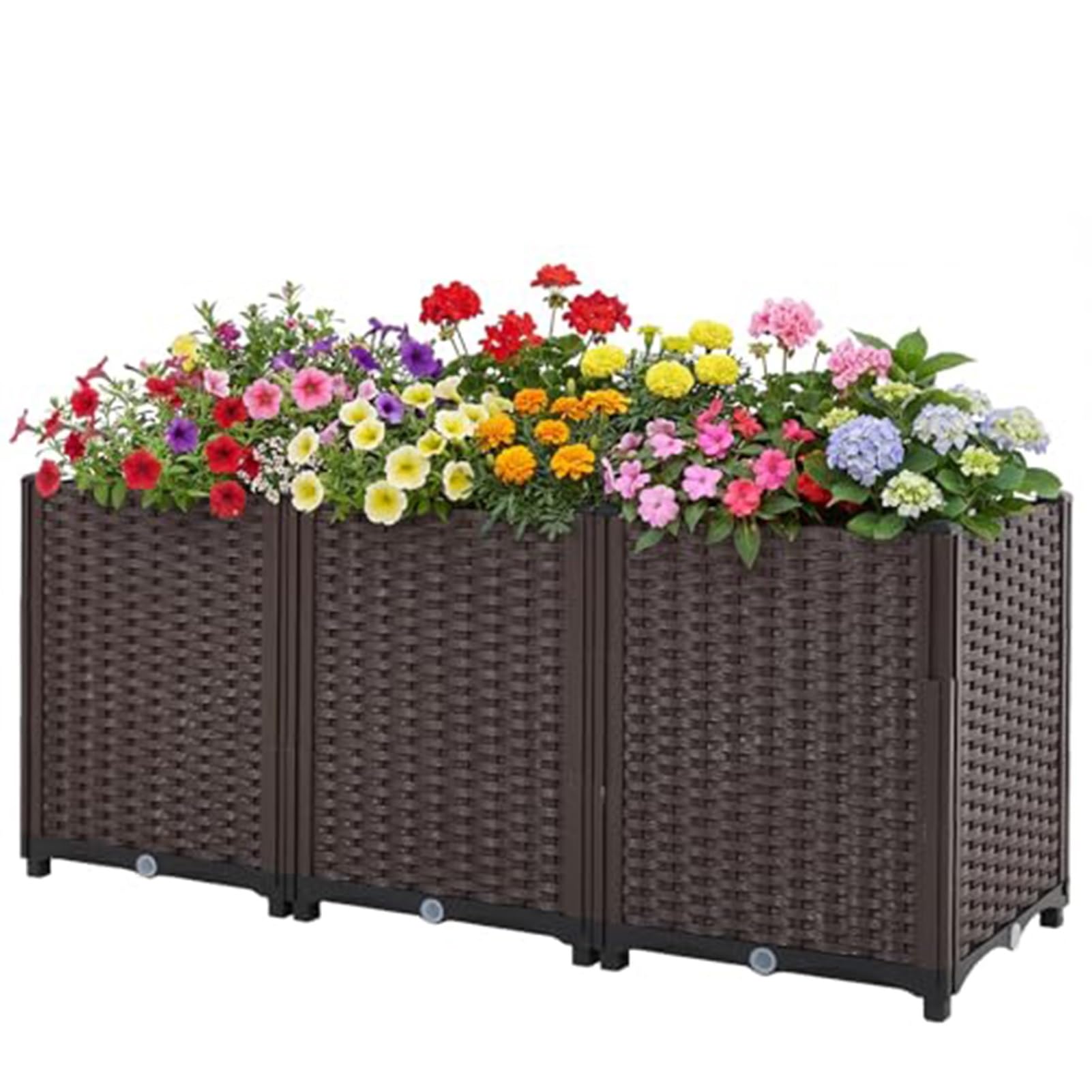 GUODDM Elevated Raised Garden Bed, Plastic Raised Planter Box With Drainage Holes, Outdoor Garden Planting Container For Vegetables, Flowers, Herbs, Brown(120 * 40 * 52cm)