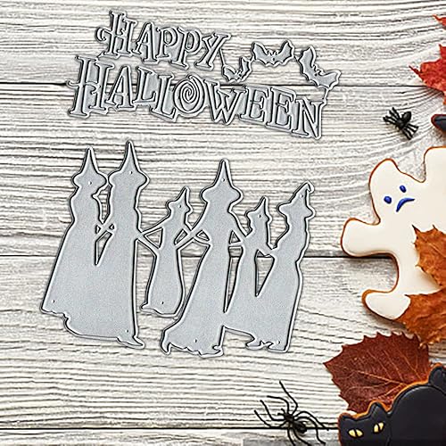 Miniatura 19 de Halloween Mummy Trees Die Cuts for Card Making, Halloween Bats Cutting Dies Sets October 31 Words Letters Dies Stencils Embossing Template for