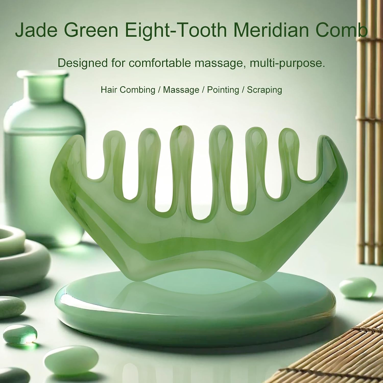 Multi-Functional Handheld Head Massage Tool, Massage Comb, Guasha Scraping Scalp Comb - Meridian Massager for Head Care and Relaxation - Acupoint Treatment Tool, Green
